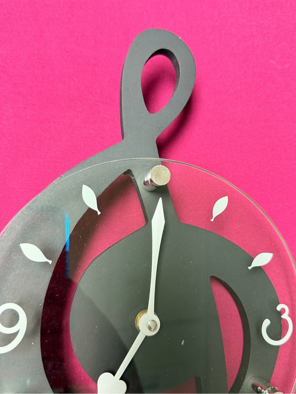 Black Treble Clef Wall Clock – Musical Home Accent - Picture 2 of 9